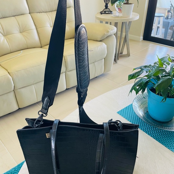 GUC - BEIS Black Crocodile-Embossed Work Tote - Picture 10 of 13